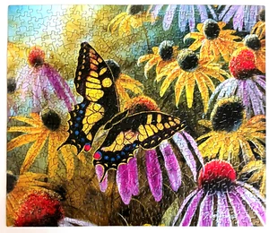 Sunsout Puzzle 550 Pieces SWALLOWTAIL VISITOR Butterfly Sunflower Coneflower Fun - Picture 1 of 10