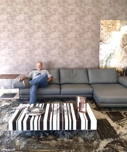 Italian Leather Sofa For Sale - Contemporary; Gray color in excellent condition! - Picture 1 of 2