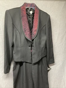 Vtg Virgo Jumpsuit Disco Tuxedo Womens size 6 Sequin Black Metallic 2 PC - Picture 1 of 17