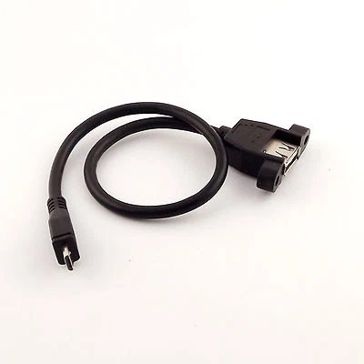 1pcs Micro 5 pin Male to USB 2.0 A Female Socket Panel Mount Extension Cable 1FT - Image 1 of 4