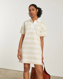 Everlane NEW NWT Womens Small Cream White Striped Polo Rugby Shirt Dress - Picture 1 of 9