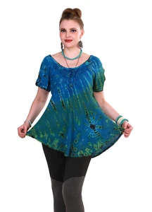 Women's Embroidery Short Sleeve Tie Dye Summer Casual Top Mix Wholesale Lot - Picture 1 of 9