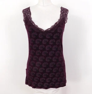 Bohemia Purple Floral Lace Trim Cami Top Size 8/10 Stretchy Romantic Y2K - Picture 1 of 7