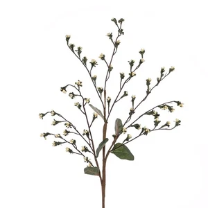 Artificial Gypsum Berry and Faux Silk Leaf Spray 75cm/29 Inches Cream - Picture 1 of 1