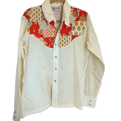 Camisa Western Vintage Mad Man Acolchada Perla A Presión Hippie Rockabilly Grande LEER Foto 1 de 4