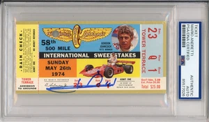 1974 Indy Indianapolis 500 Ticket Signed Mario Andretti PSA DNA COA Autograph F1 - Picture 1 of 2