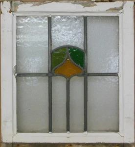 ABSTRACT OLD ENGLISH LEADED STAINED GLASS WINDOW 18" X 19" - Picture 1 of 3