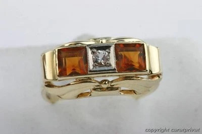 Topaz Ring 14kt 585 Er Yellow Gold Topaz Crystal Top Foto 1 de 4