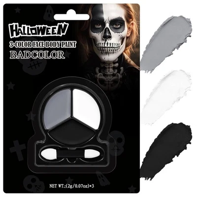 Pintura corporal facial negra blanca gris con aplicador, kit de pintura facial a base de óleo para Foto 1 de 4