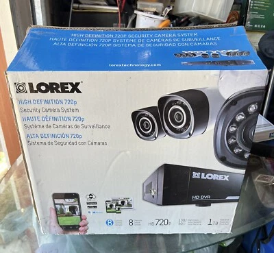 New  Open Box Lorex 8 Channel 720p HD Security System 1TB HDD 8 Cameras LHD818 - Image 1 of 4