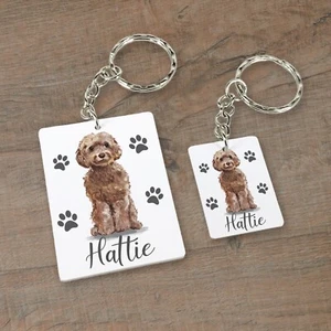 Cockapoo Brown Dog Personalised Name Keyring Keychain Gift Idea Cockerpoo - Picture 1 of 5