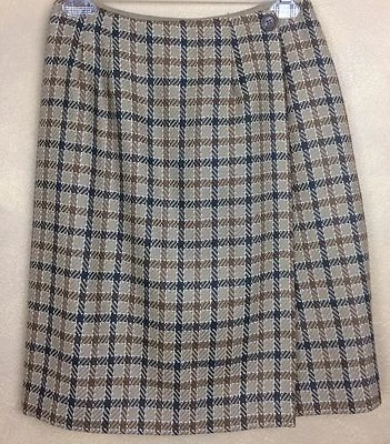 Falda envolvente a cuadros Ann Taylor vintage años 80 mezcla de lana mohair talla 6 Foto 1 de 4