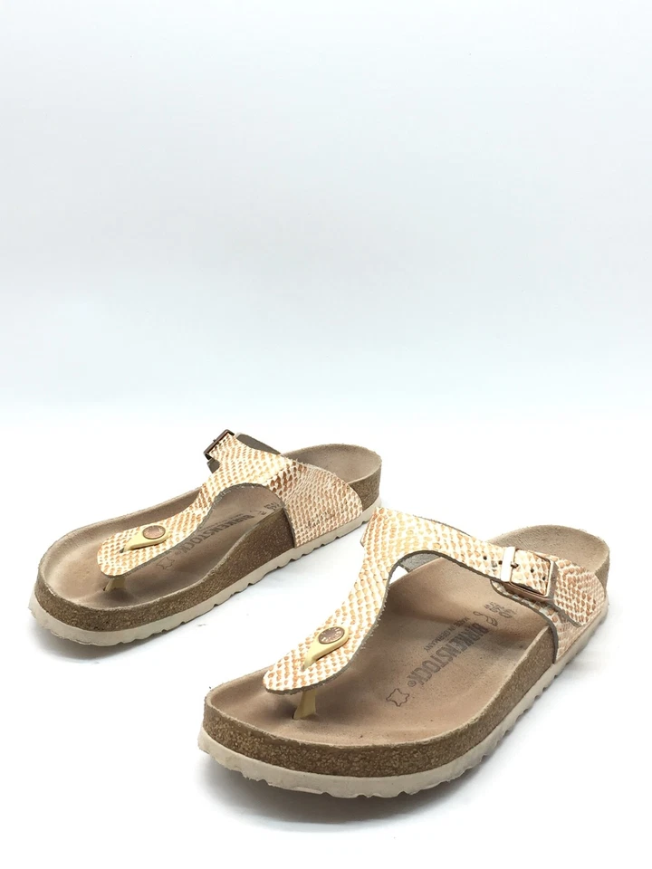 BIRKENSTOCK Gizeh Magic Snake Gold Sandalias Para Mujer T.40 US.8 UK.7 - Imagen 1 de 4
