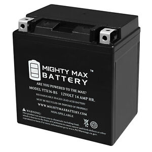 Mighty Max YTX16-BS 12V 14AH Battery for Kawasaki VN1500-P Vulcan Streak '02-03