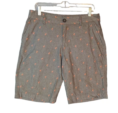 Pantalones Cortos Retrofit Para Hombre Gris Rosa Patrón Flamenco Talla 32 Foto 1 de 4