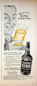 Whisky mezclado Brown Forman King 1948 etiqueta negra vintage años 40 anuncio impreso - Imagen 1 de 2