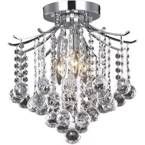 Chrome Crystal Balls Flush Mount Ceiling Light Kitchen Bathroom Foyer Fixture - Picture 1 of 2