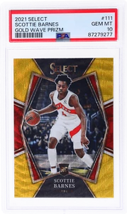 2021 Panini Select Scottie Barnes Courtside Gold Wave Prizm PSA 10 Rookie RC - Foto 1 di 2