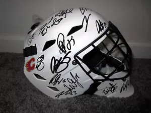 CALGARY FLAMES 2019-20 Team SIGNED Goalie Mask COA Gaudreau Tkachuk Giordano - Picture 1 of 3