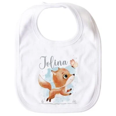 SPECIALME Personalized Baby Bib Named Animal Motifs Bear Rabbit Fox