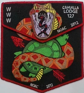OA CAHUILLA LODGE 127 BSA CA INLAND EMPIRE 2012 NOAC 3-D SNAKE HEAD 2-PATCH MINT - Picture 1 of 2