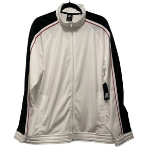 STARTER-Men's L-Active Tricot Track Jacket-Full Zip-Artic White-Black Stripe-New - Picture 1 of 12