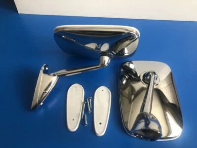 Puerta espejos retrovisores de llanta de guardabarros cromados blancos para Volvo 142 GL DL 164 1800 Express Foto 1 de 4