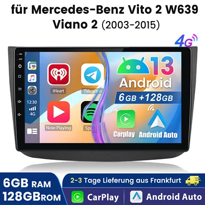 128GB Android 13 Autoradio GPS Navi Für Mercedes-Benz Vito Viano W639 2004-2014 - Bild 1 von 4