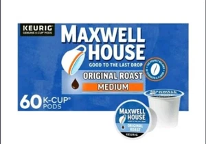 Maxwell House Original Roast Medium Roast K-Cup Coffee Pods, 60 ct. Box - Picture 1 of 5