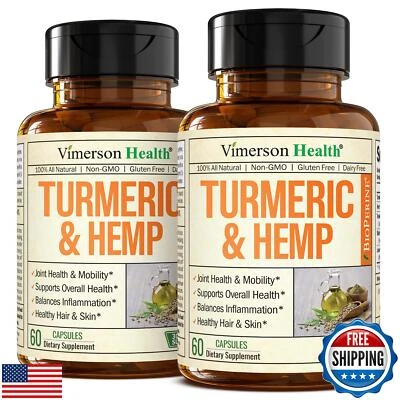 Suplemento de cúrcuma y cápsulas de cáñamo - Curcumina de cúrcuma con pimienta negra ( Foto 1 de 4