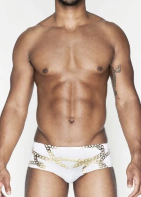 Calzoncillo de Natación Cubano 2EROS Blanco V32 Speedo Sunga Cadena Dorada Extra Pequeño XS Foto 1 de 4