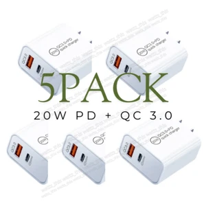 5Pack 20W Fast Charger Block For iPhone 16 15 13 12 11 8 USB Type C Wall Adapter - Picture 1 of 11