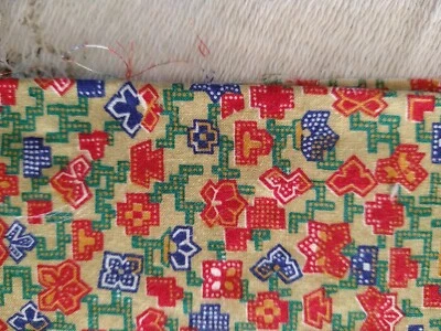 Concord Geometric Abstract Floral Red Green Blue Gold Fabric 24" x 42" - Image 1 of 4