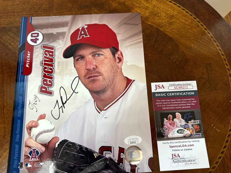 Official MLB Troy Percival Signed 8x10 Photo Los Angeles Angels JSA COA - Image 1 of 1
