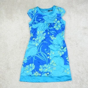 Jane Norman Dress Women 8 Blue Floral Satin Look Party Mini Y2K Vintage Babydoll - Picture 1 of 11