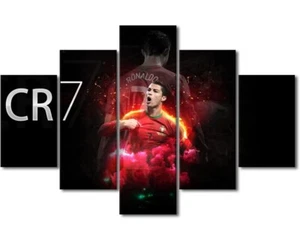 Leinwand Wandbild 5 Stück Cristiano Ronaldo Poster Berühmter Fußball Superstar Bild - Bild 1 von 7
