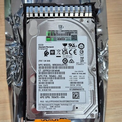 MM2000JEFRC HP 765452-002 2TB 12G SAS 7.2K SFF 2.5" 512e HARD DRIVE Proliant HPE - Image 1 of 3