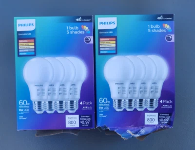 (8 Bulbs) Philips Led Multi-cct Dip Switch 60w A19 4p, read description - Image 1 of 3