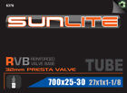 Sunlite Bicycle Tube 700 X 25-30 (27 X 1) 32mm Presta Valve Track Fixed Road
