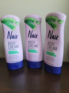 3 Nair Hair Remover Body Cream Soothing Aloe & Waterlilly 9 oz - Picture 1 of 3