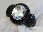 Black Spinel Lab Created White Sapphire Size 6 Ring 925 Sterling Silver USA Made