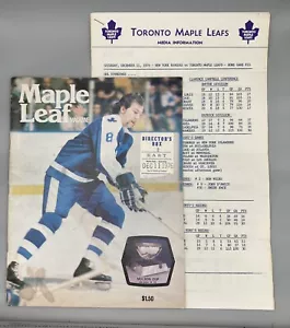 Toronto Maple Leafs Program, Ticket Stub & Autographed Info Sheet - Dec 11, 1976 - Picture 1 of 18