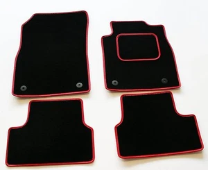 AUDI Q3 2011 ONWARDS TAILORED BLACK CAR MATS WITH RED LEATHER TRIM - Picture 1 of 4