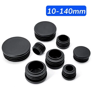 Round Plastic End Caps For Tubing Pipe Inserts Plugs Bungs Furniture Feet Black - Picture 1 of 38