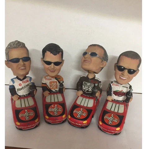 Lot of 4 Coca Cola Nascar Bobbleheads Cover