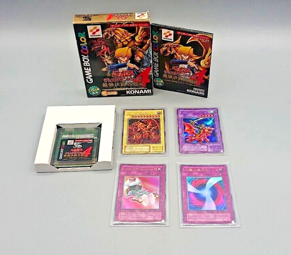 Yu Gi Oh Duel Monsters 4 Gameboy Color with 4 Cards & Manual GBC Japanese  - Image 1 of 4