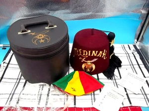 MEDINAH Fez Hat  Shriners Mason Cap w/ Tassel Plus Hard Case (KK-12) - Picture 1 of 12