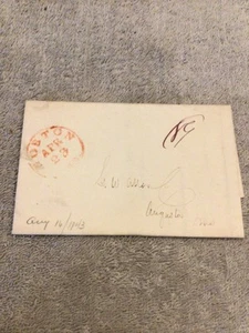 1843 Stempelloser Brief/Brief Boston MA an Augusta ME Bankbrief C#HM - Bild 1 von 3