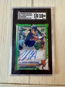 2021 Bowman Chrome Pete Crow-Armstrong Mojo Green Refractor Auto 71/99 SGC 10/10 - Picture 1 of 2