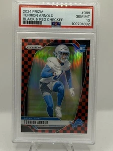 Terrion Arnold PSA 10 2024 Panini Prizm Rookie Black & Red Checker SSP 389 Lions - Picture 1 of 2